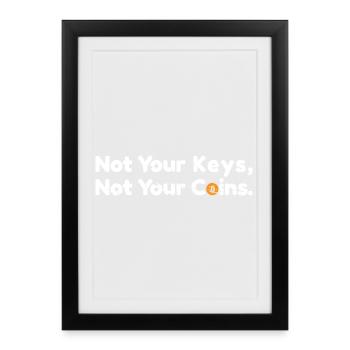 Pas tes clés. Pas votre cotation Bitcoin Coins - Affiche encadrée (27 × 37 cm) - noir - Devant