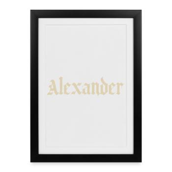 Lettrage gothique d’Alexander - Affiche encadrée (27 × 37 cm) - noir - Devant