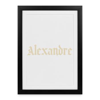 Lettres Alexandre Gothic Imprimé vintage - Affiche encadrée (27 × 37 cm) - noir - Devant