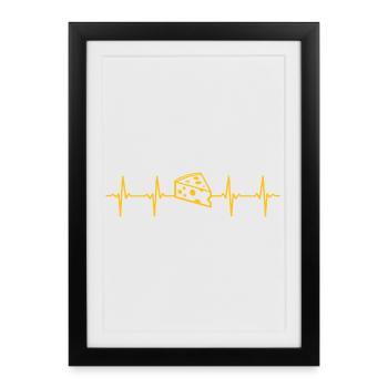 Cheese heartbeat gift for cheese lovers - Framed poster (27 × 37 cm) - black - Front