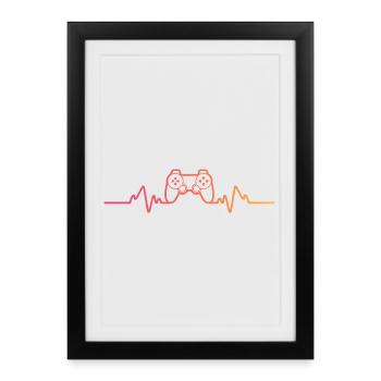 Gamer Sunset Heartbeat Gaming - Framed poster (27 × 37 cm) - black - Front