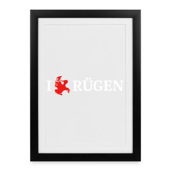 I love Rügen - Gerahmtes Poster (27 × 37 cm) - Schwarz - Vorne