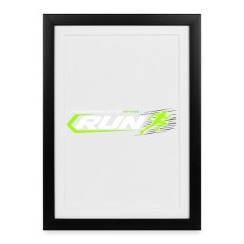 Neon Run Logo Sprint Look - Affiche encadrée (27 × 37 cm) - noir - Devant