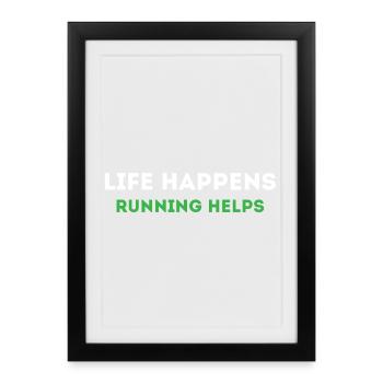La vie se passe. Courir des aides - Affiche encadrée (27 × 37 cm) - noir - Devant