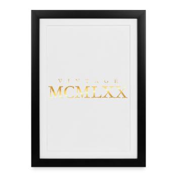 MCMLXX né en 1970 (jaune d’or) anniversaire - Affiche encadrée (27 × 37 cm) - noir - Devant