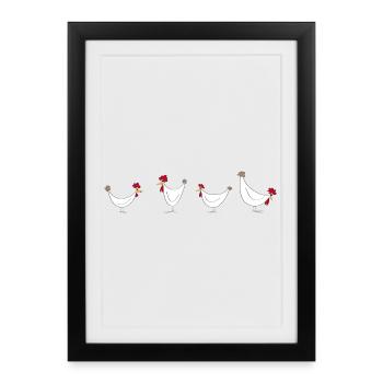 Poulets 4 gangs - Affiche encadrée (27 × 37 cm) - noir - Devant