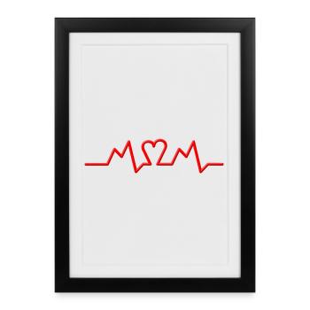 Heart Beat MOM V.2 Cadeau - Affiche encadrée (27 × 37 cm) - noir - Devant
