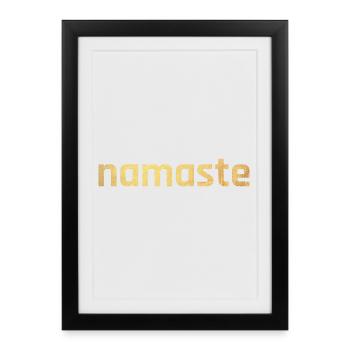 Namaste Gold Yoga Méditation Citation Minimaliste - Affiche encadrée (27 × 37 cm) - noir - Devant