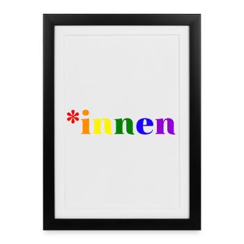 *innen Gendern - Gerahmtes Poster (27 × 37 cm) - Schwarz - Vorne