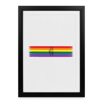 Design de paix avec drapeau arc-en-ciel - LGBT - Affiche encadrée (27 × 37 cm) - noir - Devant