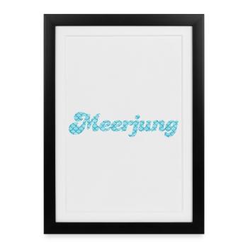Meerjung Küste Meer Mann Fischkopp Schuppen Fan - Gerahmtes Poster (27 × 37 cm) - Schwarz - Vorne