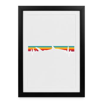 Retro Sunset Wolf Pulse - Framed poster (27 × 37 cm) - black - Front