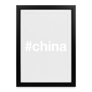 CHINE Hashtag - Affiche encadrée (27 × 37 cm) - noir - Devant