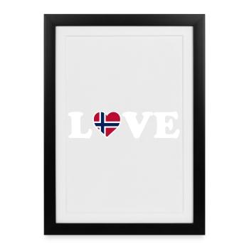 Amour - Drapeau de la Norvège - Norvège - Norvège - Affiche encadrée (27 × 37 cm) - noir - Devant