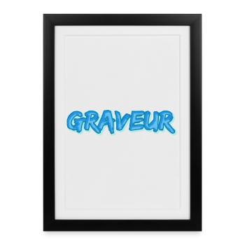 Le graveur comme métier - Affiche encadrée (27 × 37 cm) - noir - Devant