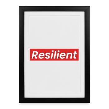 "Resilient" Statement Shirt in White on Red - Framed poster (27 × 37 cm) - black - Front