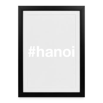 Hashtag Hanoï Vietnam - Affiche encadrée (27 × 37 cm) - noir - Devant