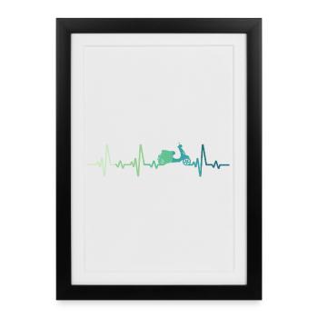 Scooter heartbeat moped roller - Framed poster (27 × 37 cm) - black - Front