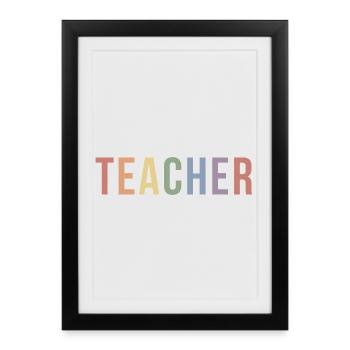 Soft Pride Teacher Typography Design in 90s look - Framed poster (27 × 37 cm) - black - Front