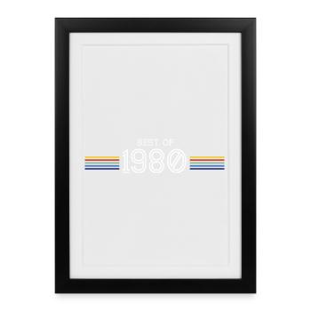Best Of 1980 T-Shirt Cadeau Humour - Affiche encadrée (27 × 37 cm) - noir - Devant