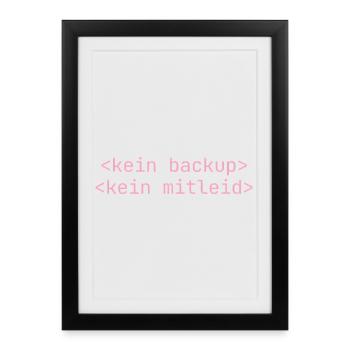 Kein Backup Kein Mitleid Informatik Informatiker - Gerahmtes Poster (27 × 37 cm) - Schwarz - Vorne