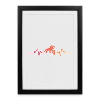 Horse Sunset Heartbeat Riding Gift - Framed poster (27 × 37 cm) - black - Front