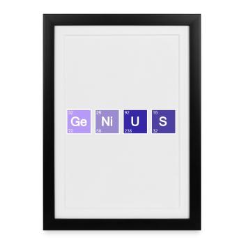 Genius Nerd Geek - Affiche encadrée (27 × 37 cm) - noir - Devant