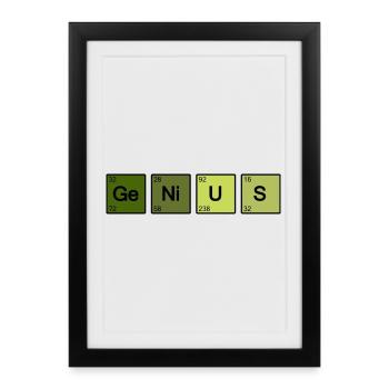 Genius Nerd Geek - Affiche encadrée (27 × 37 cm) - noir - Devant