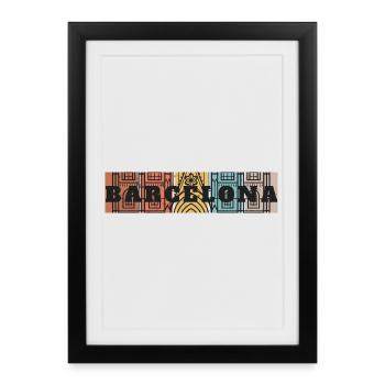 Barcelona Skyline Mosaic - Framed poster (27 × 37 cm) - black - Front