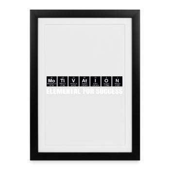 Motivation – Tableau périodique élémentaire du succès - Affiche encadrée (27 × 37 cm) - noir - Devant