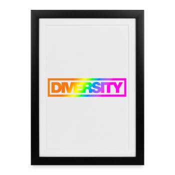 Typo Diversité Silhouette Arc-en-ciel - Affiche encadrée (27 × 37 cm) - noir - Devant