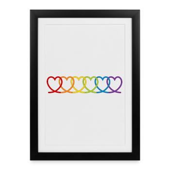 Coeurs arc-en-ciel - Affiche encadrée (27 × 37 cm) - noir - Devant