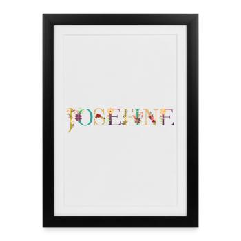 Le nom de JOSEFINE décoré de fleurs - Affiche encadrée (27 × 37 cm) - noir - Devant