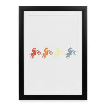 Motocross Motos Vintage - Affiche encadrée (27 × 37 cm) - noir - Devant