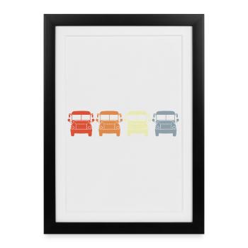 Bus rétro - Affiche encadrée (27 × 37 cm) - noir - Devant