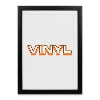Vinyl Rétro Music Typography Design - Affiche encadrée (27 × 37 cm) - noir - Devant
