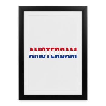 Drapeau d’Amsterdam Néerlandais Vintage - Affiche encadrée (27 × 37 cm) - noir - Devant
