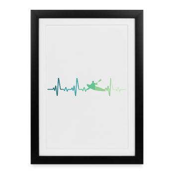 canoéiste kayak battement de coeur canoë - Affiche encadrée (27 × 37 cm) - noir - Devant