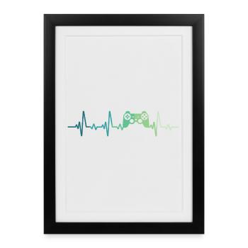 console controleur battement de coeur Gamer  - Affiche encadrée (27 × 37 cm) - noir - Devant