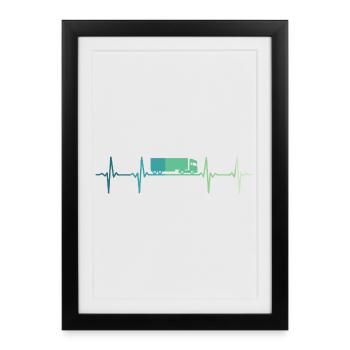 Truck heartbeat truck driver gift - Framed poster (27 × 37 cm) - black - Front