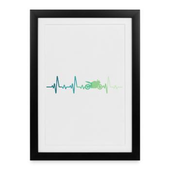motorcycle biker heartbeat motorcycle - Framed poster (27 × 37 cm) - black - Front