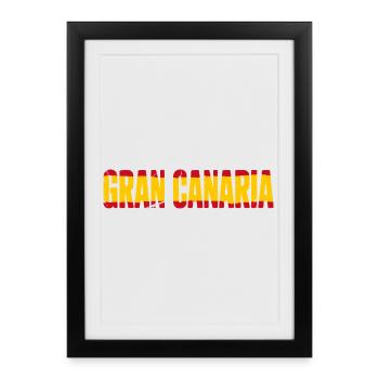 Gran Canaria Insel Flagge Spanien - Gerahmtes Poster (27 × 37 cm) - Schwarz - Vorne
