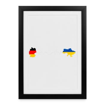 Heartbeat of Germany and Ukraine - Framed poster (27 × 37 cm) - black - Front
