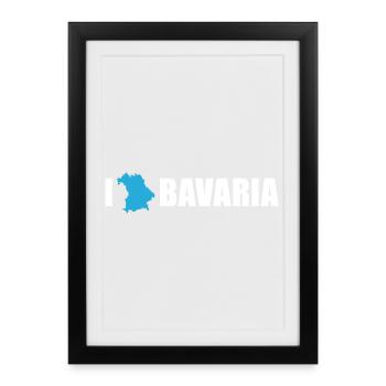 J’adore la Bavière Bayern - Affiche encadrée (27 × 37 cm) - noir - Devant