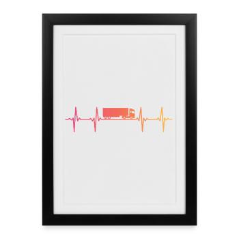 Camion Sunset battement de coeur chauffeur routier - Affiche encadrée (27 × 37 cm) - noir - Devant
