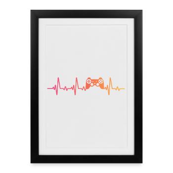 console controller sunset heartbeat Gamer - Framed poster (27 × 37 cm) - black - Front