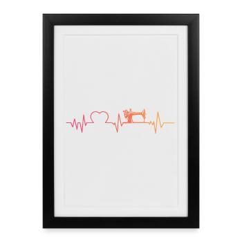 Sewing machine sunset heartbeat sewing - Framed poster (27 × 37 cm) - black - Front