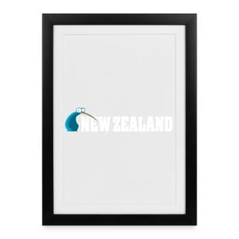 Kiwi Bird Cartoon Nouvelle-Zélande - Affiche encadrée (27 × 37 cm) - noir - Devant