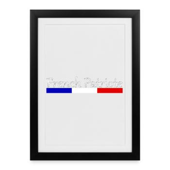 Patriote Français Typographie Bleu Blanc Rouge - Affiche encadrée (27 × 37 cm) - noir - Devant