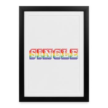 TSHIRT arc-en-ciel SINGLE LGBT lgbtqi queer - Affiche encadrée (27 × 37 cm) - noir - Devant